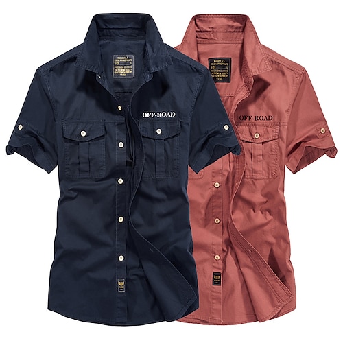 Men's Hiking Shirt / Button Down Shirts Tactical Military Shirt Short  Sleeve Sweatshirt Top Outdoor Breathable Quick Dry Lightweight Sweat  wicking Summer Navy Watermelon red ArmyGreen Hunting Fishing 2024 - $27.99