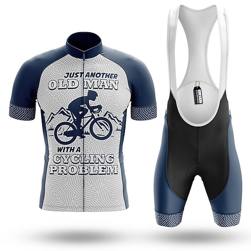 

21Grams Men's Cycling Jersey with Bib Shorts Short Sleeve Mountain Bike MTB Road Bike Cycling Grey Graphic Bike Clothing Suit 3D Pad Breathable Quick Dry Back Pocket Polyester Spandex Sports Graphic