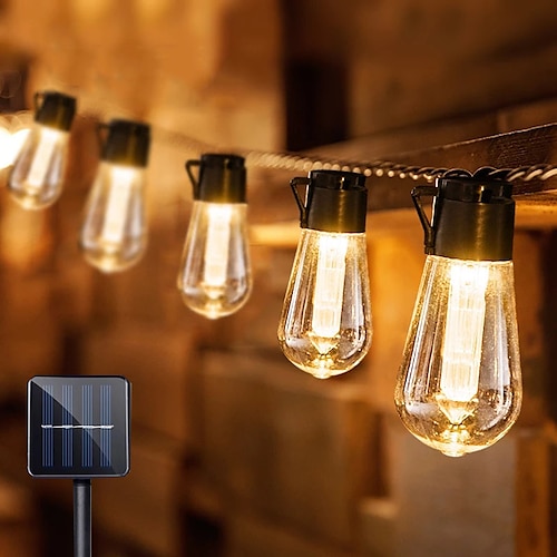 

Solar Bulb String Lights Outdoor Solar Waterproof Retro Bulb Fairy String Lights 3M-10LEDs 5M-20LEDs 7M-30LEDs for Cafe Wedding Party Patio Holiday Decoration IP65 Garden Light