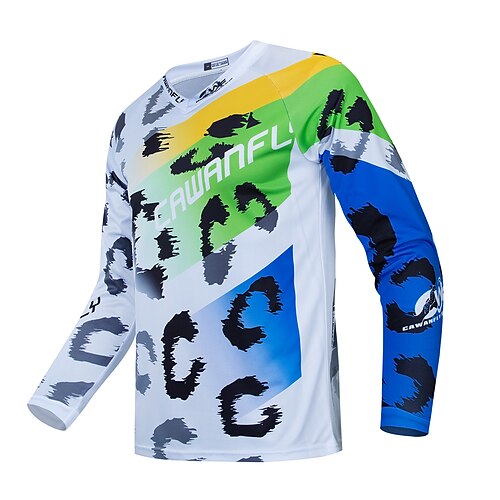 

CAWANFLY Men's Cycling Jersey Long Sleeve Mountain Bike MTB Road Bike Cycling Silver Graphic Bike UV Resistant Breathable Anatomic Design Ultraviolet Resistant Quick Dry Polyester Sports Graphic