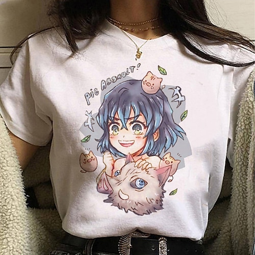 

Inspired by Demon Slayer Cosplay Cartoon Manga Back To School Print Harajuku Graphic Kawaii T-shirt For Men's Women's Adults' Polyester / Cotton Blend