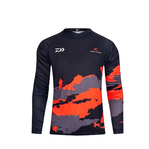 

CAWANFLY Men's Cycling Jersey Long Sleeve Mountain Bike MTB Road Bike Cycling Black / Orange Bike Breathable Quick Dry Polyester Sports Letter & Number Funny Clothing Apparel / Micro-elastic