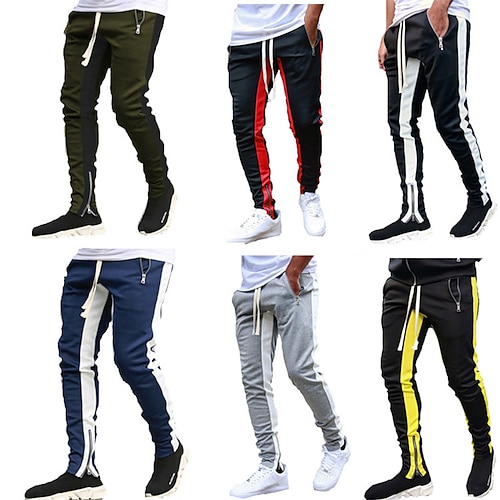 

Men's Joggers Chinos Pants Trousers Trousers Casual Pants Drawstring Elastic Waist Color Block Breathable Quick Dry Full Length Daily Sports Streetwear Streetwear Sporty ArmyGreen Black Micro-elastic