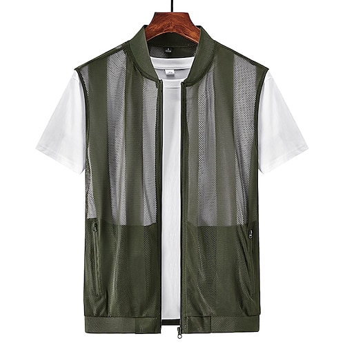

Men's Fishing Vest Hiking Jacket Hiking Vest Sleeveless Jacket Coat Top Outdoor Breathable Ultraviolet Resistant Quick Dry Lightweight Summer POLY White Black Army Green Camping / Hiking Fishing