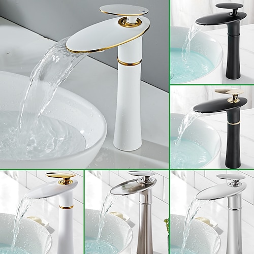 

Bathroom Sink Faucet Waterfall Nickel Brushed/Electroplated/Painted Finishes Centerset Single Handle One Hole Bath Taps
