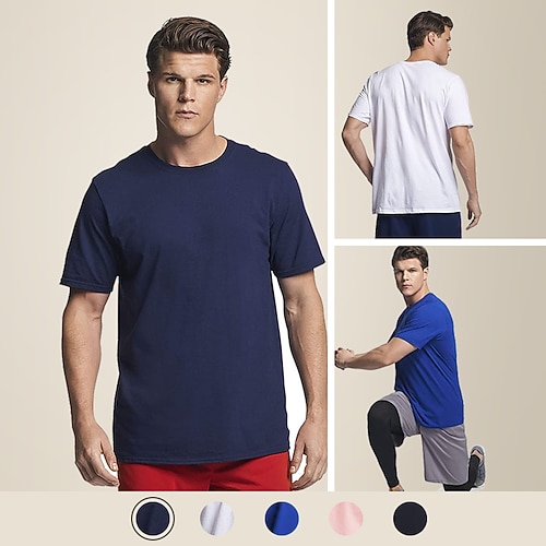 

Men's Solid Color T-Shirt 100% Cotton Soft Comfortable Classic Tee Simple Male Summer T-Shirt
