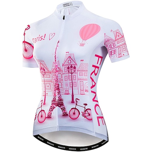 

21Grams Women's Cycling Jersey Short Sleeve Bike Jersey Top with 3 Rear Pockets Mountain Bike MTB Road Bike Cycling Fast Dry Breathable Quick Dry Moisture Wicking Rosy Pink Graphic Polyester Spandex