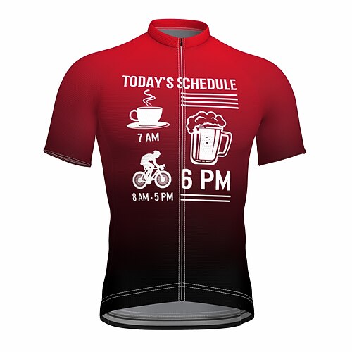 

21Grams Men's Cycling Jersey Short Sleeve Bike Jersey Top with 3 Rear Pockets Mountain Bike MTB Road Bike Cycling Breathable Quick Dry Moisture Wicking Soft Wine Red Graphic Gradient Polyester Spandex
