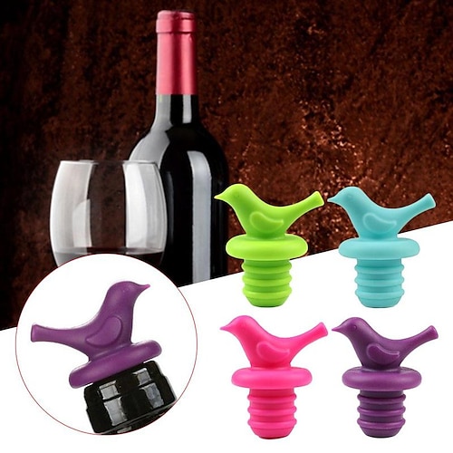 

Wine Stopper Creative Bird Design Silicone Wine Cork Stopper Plug Cover Bottle Caps Bottle Stopper Wine Pourer Stoppers 1-Piece Random Color