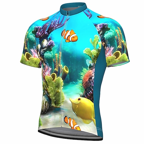 

21Grams Men's Cycling Jersey Short Sleeve Bike Jersey Top with 3 Rear Pockets Mountain Bike MTB Road Bike Cycling Breathable Quick Dry Moisture Wicking Soft Green Hawaii Polyester Spandex Sports