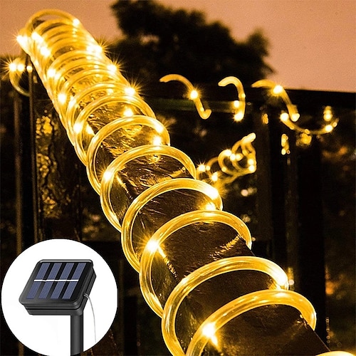 

Outdoor Solar String Lights 12M 7M Solar Powered IP65 Rope Tube String Lights Outdoor Lighting Waterproof Fairy Flexible Lights 50/100 LEDs For Garden Garland Yard Lawn Fence Colorful Decoration
