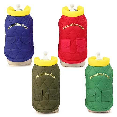 

Dog Cat Puffer / Down Jacket Solid Colored Adorable Cute Dailywear Casual / Daily Winter Dog Clothes Puppy Clothes Dog Outfits Warm Red Dark Green Blue Costume for Girl and Boy Dog Polyester Cotton S