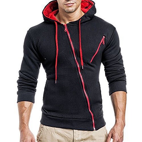 

Men's Zip Hoodie Sweatshirt Light gray Dark Gray White Black Hooded Color Block Going out Streetwear Cool Casual Winter Spring, Fall, Winter, Summer Clothing Apparel Hoodies Sweatshirts Long Sleeve