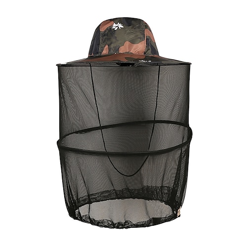 

Homme Femme Casquette de Randonnée Filet de tête de moustique Maille Bord large Extérieur Portable Protection solaire UV Respirable Doux Camouflage Mélange polyester / coton Blanche Vert Véronèse
