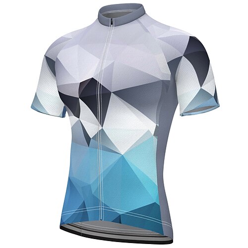 

21Grams Men's Cycling Jersey Short Sleeve Bike Jersey Top with 3 Rear Pockets Mountain Bike MTB Road Bike Cycling Breathable Quick Dry Moisture Wicking Soft Blue Polyester Spandex Sports Clothing