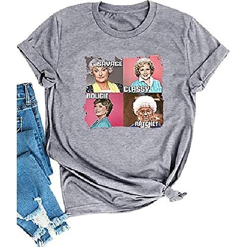 

omtye golden girl savage bougie classy ratchet funny casual short sleeve mom life graphic tee tops for women (s, grey)