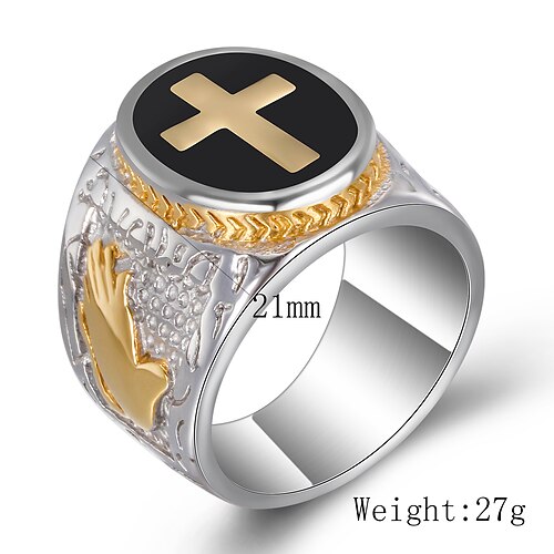 

retro titanium steel cross ring, stainless steel god hand ring, casting punk style ring