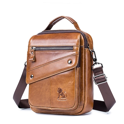 

Men's Unisex 2022 Crossbody Bag Polyester Nappa Leather Zipper Plain Fashion Daily Outdoor Black Brown