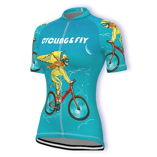 

21Grams Women's Cycling Jersey Short Sleeve Bike Jersey Top with 3 Rear Pockets Mountain Bike MTB Road Bike Cycling Fast Dry Breathable Quick Dry Moisture Wicking Blue Graphic Polyester Spandex Sports