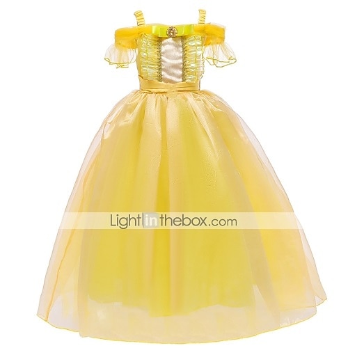 

Princess Belle Dress Flower Girl Dress Girls' Movie Cosplay A-Line Slip Vacation Dress Yellow Dress Halloween Children's Day Masquerade Polyester