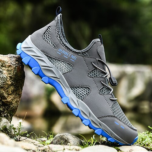 

Men's Hiking Shoes Walking Shoes Sandals Shock Absorption Breathable Wearable Lightweight Camping / Hiking Hiking Climbing Breathable Mesh Summer Black Dark Gray Blue / Round Toe