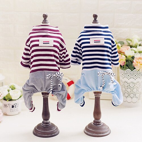 

Dog Cat Dog clothes Striped Elegant Adorable Cute Dailywear Casual / Daily Dog Clothes Puppy Clothes Dog Outfits Breathable Red Dark Blue Costume for Girl and Boy Dog Cotton S M L XL XXL