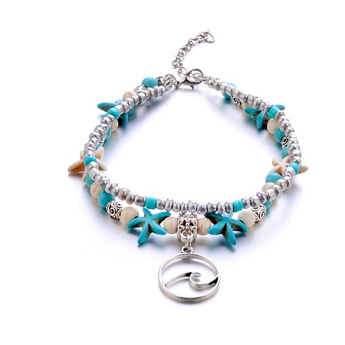 

braccialetto alla caviglia Boho Per donna Gioielli per corpo Per Giornaliero Spiaggia Classico Turchese Lega Argento 7 pz