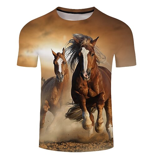 

Herre Unisex T-shirt Skjorte T-Shirts Hest Grafiske tryk Rund hals Lysegul Lilla Dusty Rose Lysebrun Brun 3D-udskrivning Plusstørrelser Afslappet Daglig Kortærmet 3D-udskrivning Tøj Basale Designer