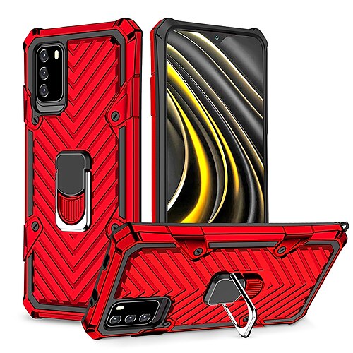 

Rugged Armor Phone Case For Xiaomi Mi 10T Pro Poco X3 NFC Poco M3 Metal Ring Bracket Protection PC Back Cover For Redmi Note 9 Pro Max Redmi 9A 8 7