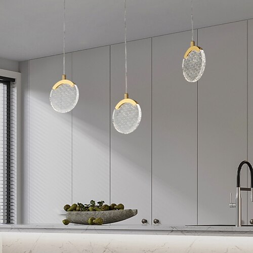 

LED Pendant Light Bedside Light Modern Gold 15cm Copper Nordic Metal Lights Living Room Bedroom Kitchen Dining Room Light Round Acrylic Lampshade Warm White Cool White 4W 320LM