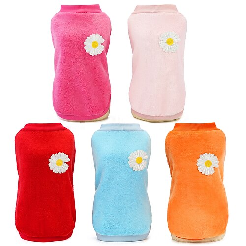 

Dog Cat Sweater Solid Colored Flower Leisure Cute Dailywear Casual / Daily Winter Dog Clothes Puppy Clothes Dog Outfits Warm Red Blue Pink Costume for Girl and Boy Dog Coral Fleece S M L XL XXL