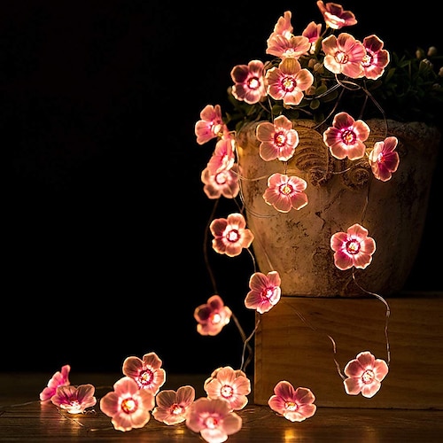 

LED String Light 2/3/4M LED Peach Blossom Fairy String Lights Battery Operated 20/30/40LEDs Christmas Outdoor Flower Shape Garden Wedding Decorative String Lamp