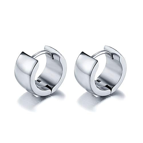 

stainless steel hoop earrings for men women 18k gold plated hypoallergenic cuff earrings hoop huggie ear piercings silver