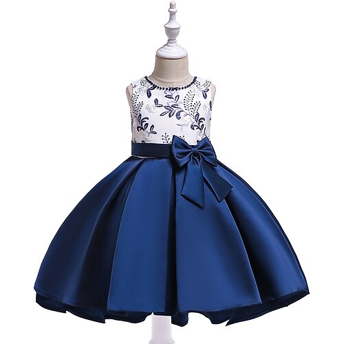 

Kids Girls' Dress Floral A Line Dress Midi Dress Special Occasion Bow Cotton Sleeveless Princess Dress 3-10 Years Summer Green Pink Dusty Rose