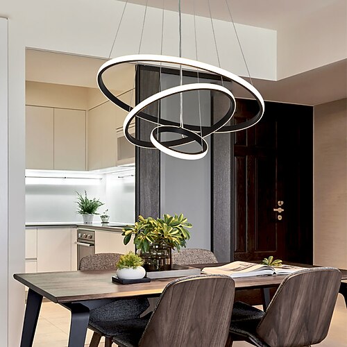 

LED Pendant Light Dimmable Light Modern Black Gold 4 Ring Design 60cm Acrylic Nordic Style 220-240V