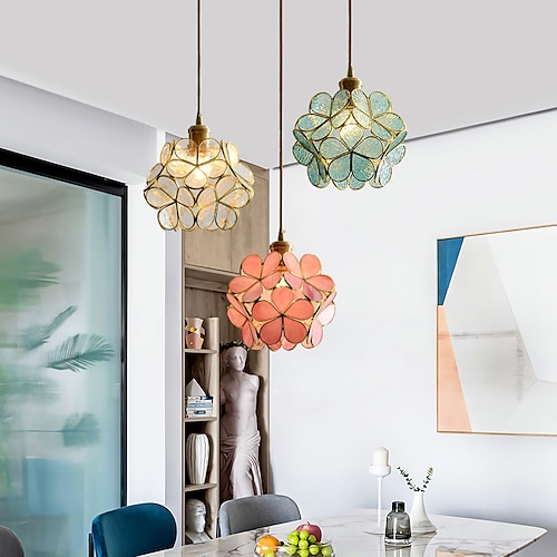 

20 cm Pendant Light LED Modern Crystal Floral Design Bedside Light Kitchen Island Light Globe Design Copper Artistic Style Lantern Brass Nordic Style 110-120V 220-240V