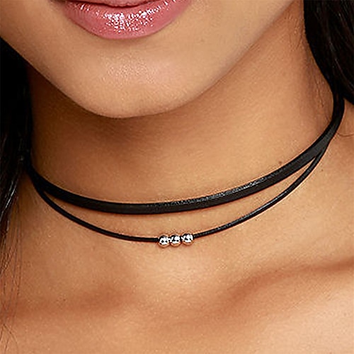

1pc Choker Necklace Necklace For Women's Party Evening Street Prom PU Leather Alloy Double Layered