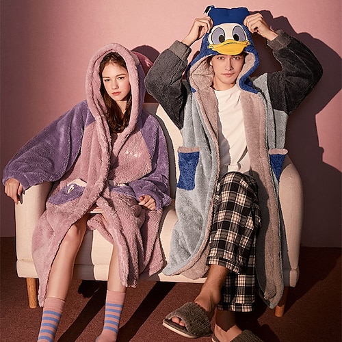 

Adults' Highschool Nightwear Wearable Blanket Hoodie With Pocket Duck Animal Onesie Pajamas Flannel Fabric Coral fleece polyester fibre Cosplay For Men and Women Boys and Girls Christmas Animal
