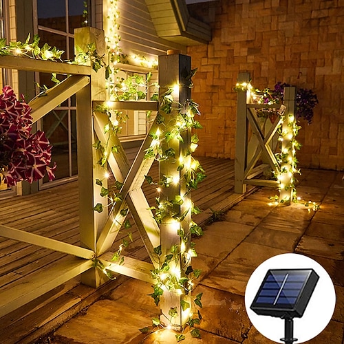 

Outdoor Solar String Light Waterproof 2M 20LEDs Ivy Leaf Fairy String Lights Christmas New Year Birthday Party Garden Home Yard Patio Decoration IP65 Waterproof Garden Light