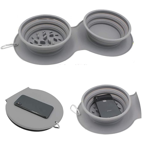 

Dog Cat Pets Feeders / Dog Cat Bowls ABSPC Durable No-Spill Solid Colored Gray Bowls & Feeding
