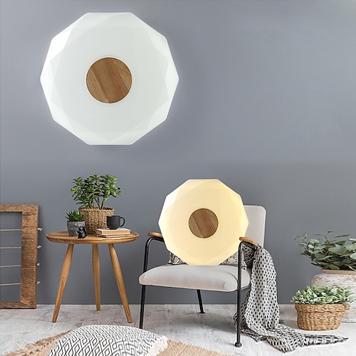 

LED Ceiling Light 14 17 22inch Natural Style Star Effect Ceiling Lamp Original Ecological Oak Nordic Style Children's Study Ceiling Lamp Circular Simple Stepless Dimming Household Lamp AC220V