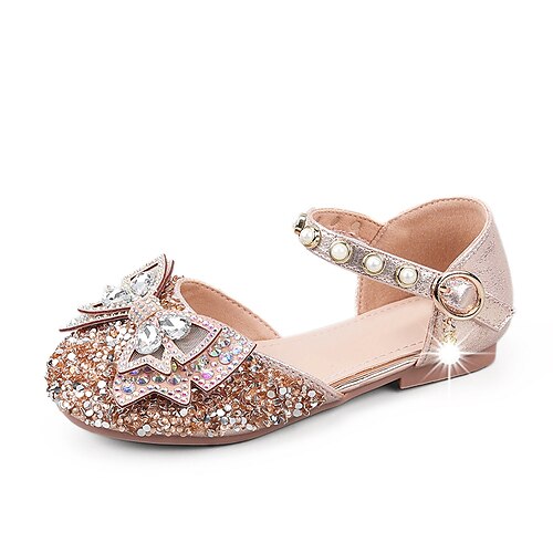 

Girls' Flats Flower Girl Shoes Princess Shoes School Shoes Rubber PU Little Kids(4-7ys) Big Kids(7years ) Daily Party & Evening Walking Shoes Rhinestone Bowknot Sparkling Glitter Blue Pink Gold Fall