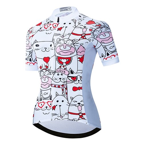 

21Grams Women's Cycling Jersey Short Sleeve Bike Jersey Top with 3 Rear Pockets Mountain Bike MTB Road Bike Cycling Fast Dry Breathable Quick Dry Moisture Wicking White Animal Polyester Spandex Sports
