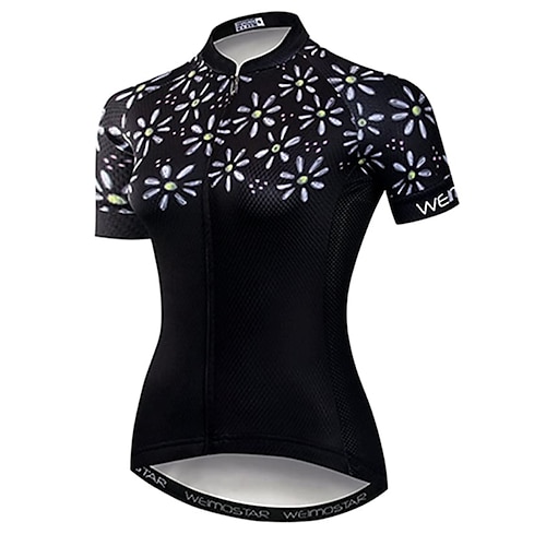 

21Grams Women's Cycling Jersey Short Sleeve Bike Jersey Top with 3 Rear Pockets Mountain Bike MTB Road Bike Cycling Fast Dry Breathable Quick Dry Moisture Wicking Black Floral Botanical Polyester