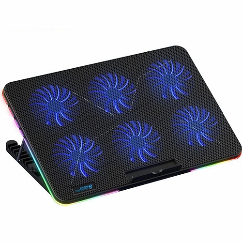 

Coolcold Laptops Cooler Cooling Pad RGB 6 Fans Gaming Cool Stand Compatible With Notebook PC Computer