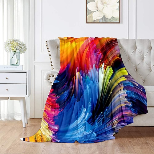 

Flannel Throw Blanket All Season For Couch Chair Sofa Bed Picnic 3D Print Coloful Rainbow Soft Fluffy Warm Cozy Plush Autumn Winter