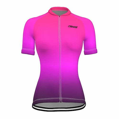 

21Grams Women's Cycling Jersey Short Sleeve Bike Jersey Top with 3 Rear Pockets Mountain Bike MTB Road Bike Cycling Fast Dry Breathable Quick Dry Moisture Wicking Rose Red Gradient Polyester Spandex