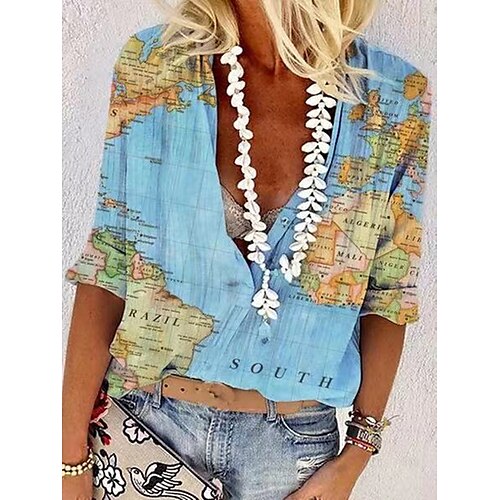 

Women's Casual Daily Blouse Shirt Graphic Long Sleeve Print Shirt Collar Basic Tops Green Blue Purple S