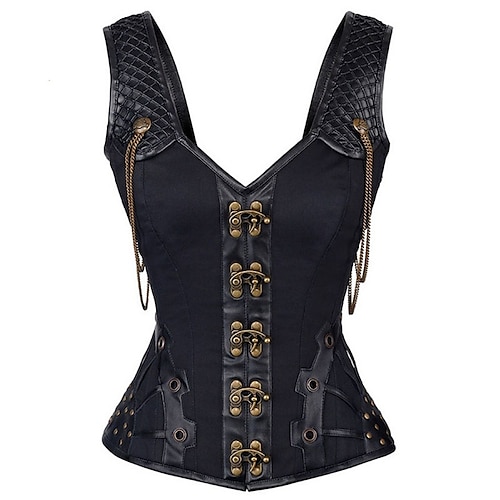 

Gaine Boucle Rétro Contrôle du Ventre Corsets Corset Femme Halloween Soirée Evénement Soirée Noir Corset Overbust Eté Automne L'hiver S M