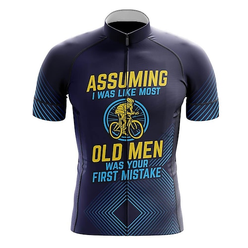 

21Grams Men's Cycling Jersey Short Sleeve Bike Jersey Top with 3 Rear Pockets Mountain Bike MTB Road Bike Cycling Breathable Quick Dry Moisture Wicking Soft Green Purple Dark Navy Graphic Old Man